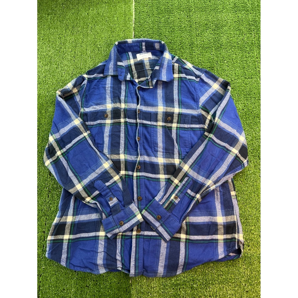 Old Navy Mens Plaid Flannel Long Sleeve Button Up Shirt Size Large